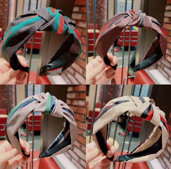 

Twist Turban Letters Pattern Red Green Stripe Print Headbands Charm Women Sport Yoga Headwrap Bandana Wide Edge Cross Knotted Hairbands Girl, Silver