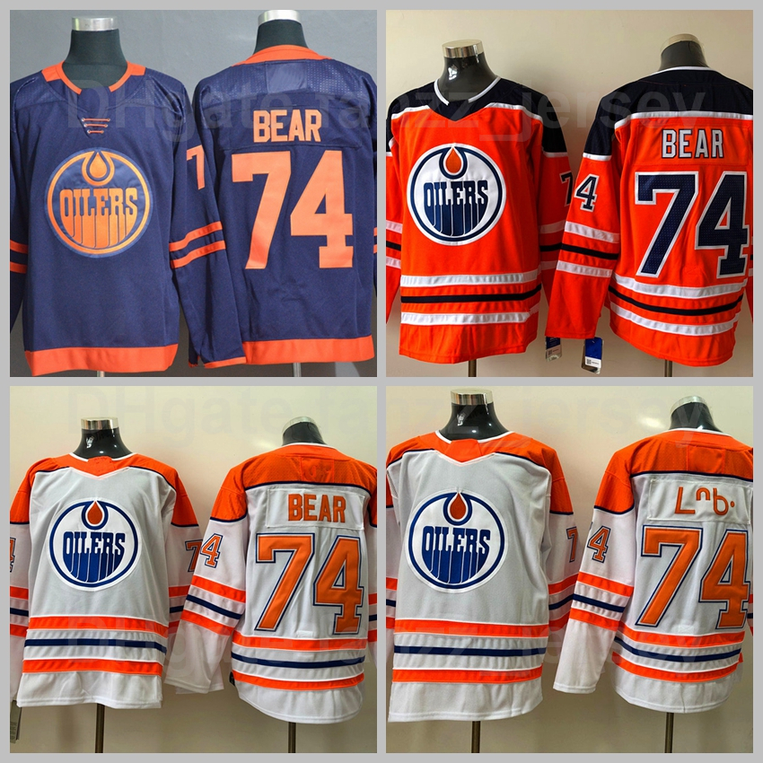 

Ice Hockey Edmonton Oilers 74 Ethan Bear Jersey Reverse Retro 18 James Neal 93 Ryan Nugent-Hopkins Stitched Sport Home Navy Blue White Orange, 18 orange