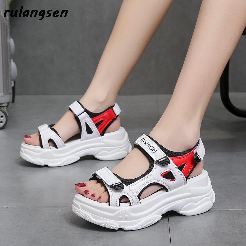

Roman Sandals Women's Summer 2021 All-Match Open Toe Casual Sponge Cake Thick-Soled Beach Shoes 35-40, Black