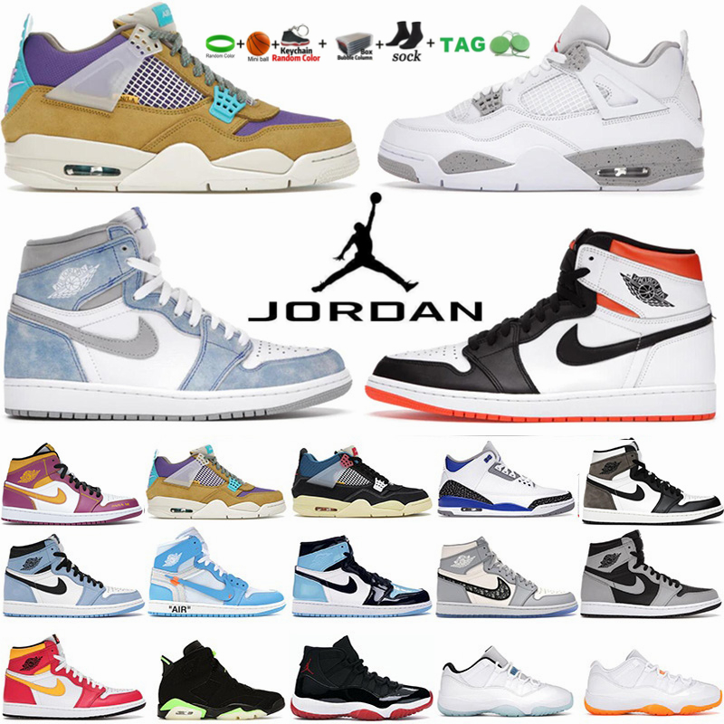 

Air Jordan Mens Basketball Shoes 4 4s White Oreo Desert Moss Off Black Cat Jumpman 1 1s Hyper Royal University Blue 6 6s Retro 13s Flint 11 11s Trainers Jordans Sneakers, 10