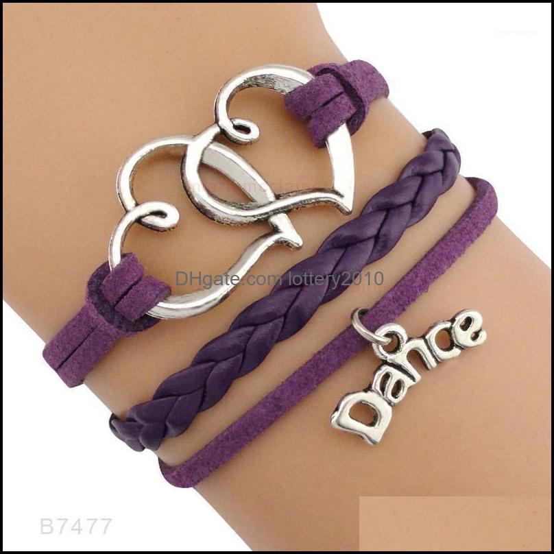 

Jewelrydance Dancer Music Note Treble Clef Wave Ballet Heart Infinity Love Charm Bracelets Purple Women Men Jewelry Gift Custom1 Drop Delive