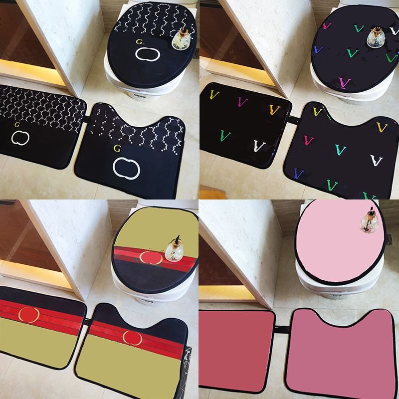 

INS Fashion Toilet Seat Cover Classic Letter Print Three-pieces Set Indoor Outdoor Thicken Non Slip Brand Mats