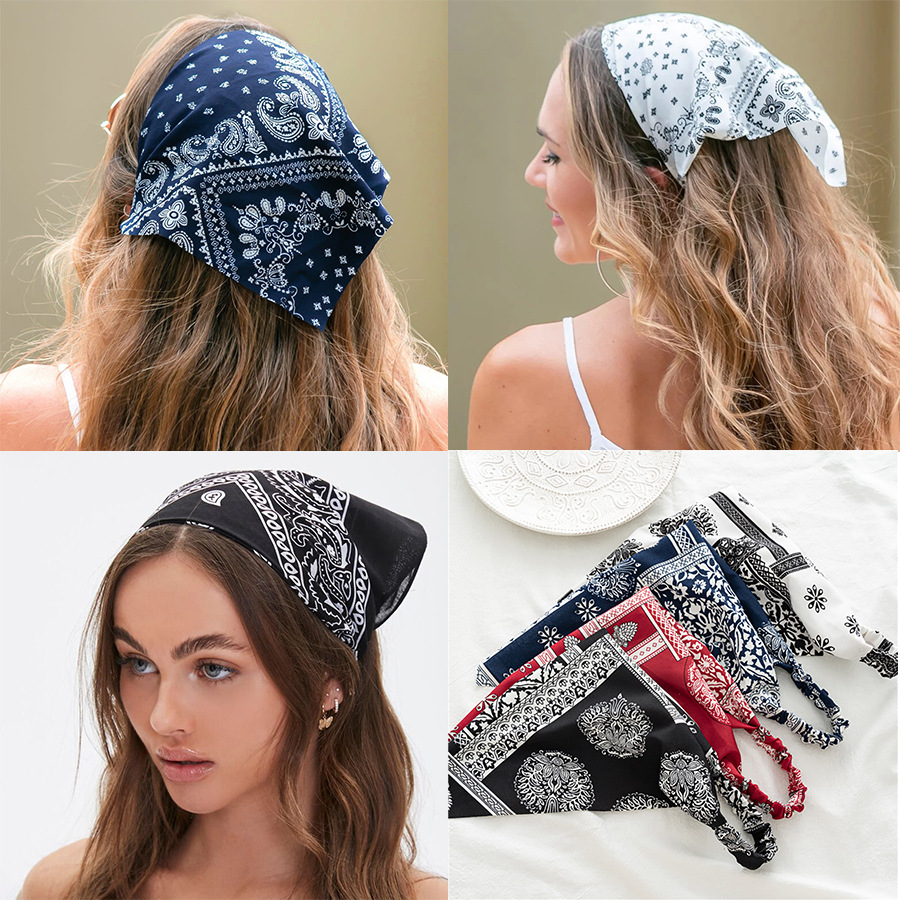 

Girls chiffon bandanas vintage style children floral printed princess hair accessories women elastic triangle headbands Q0319, Mixed color;tell us you need color