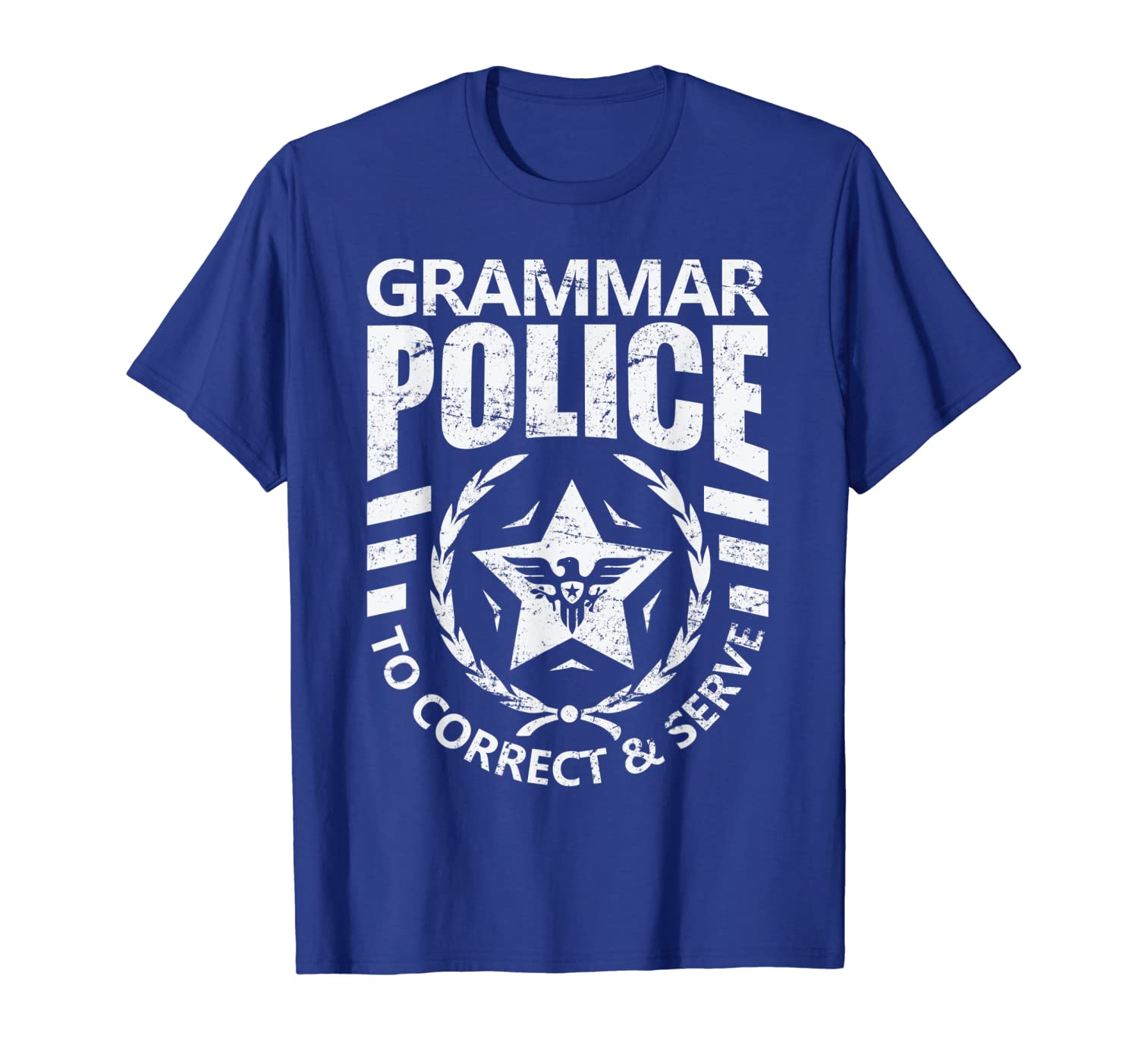 

Grammar Police T-Shirt Correct and Serve English Teacher, White;black