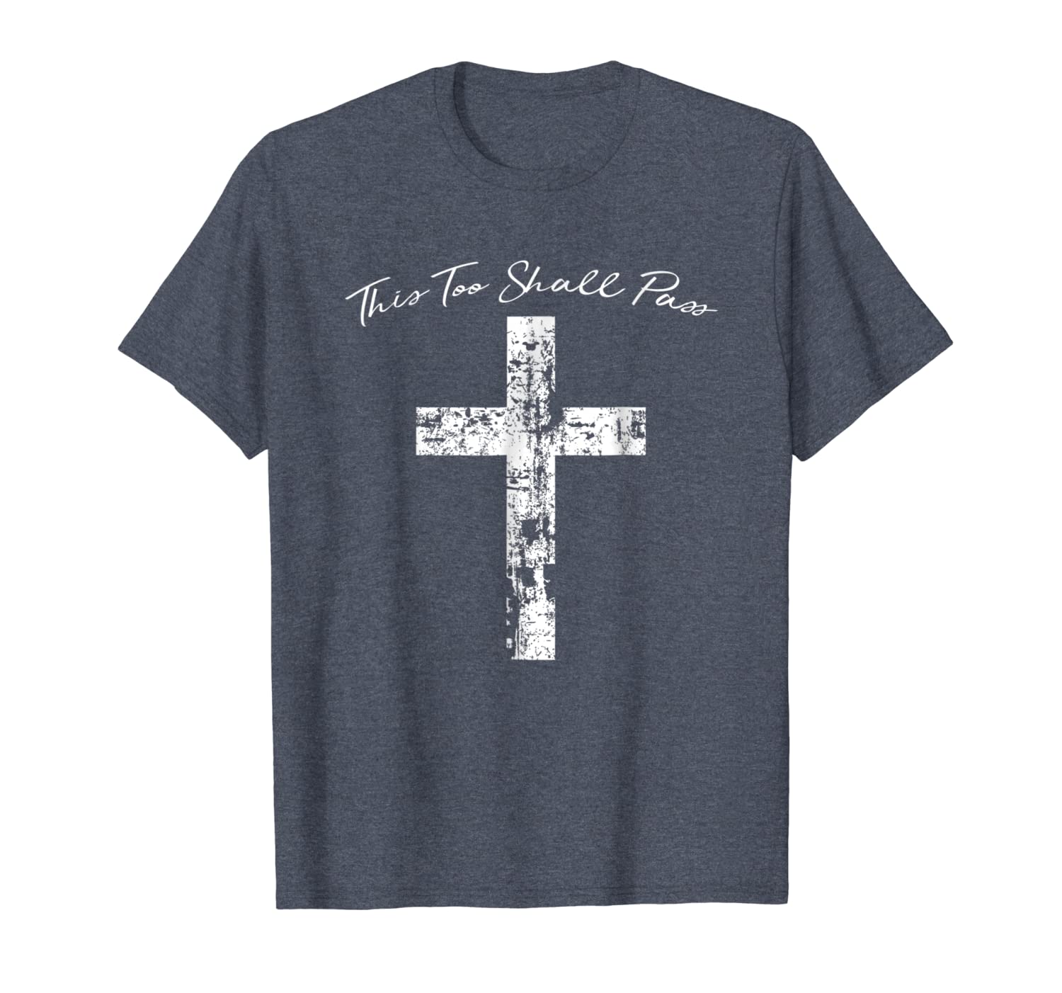

this too shall pass distressed vintage style cross t shirt, White;black