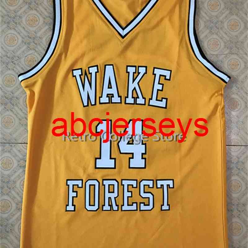 

#14 Tyrone Bogue Wake Forest Demon Deacons college basketball jersey #14 Tyrone Bogue Wake Forest Demon Deacons college baske Ncaa XS-6XL, Yellow