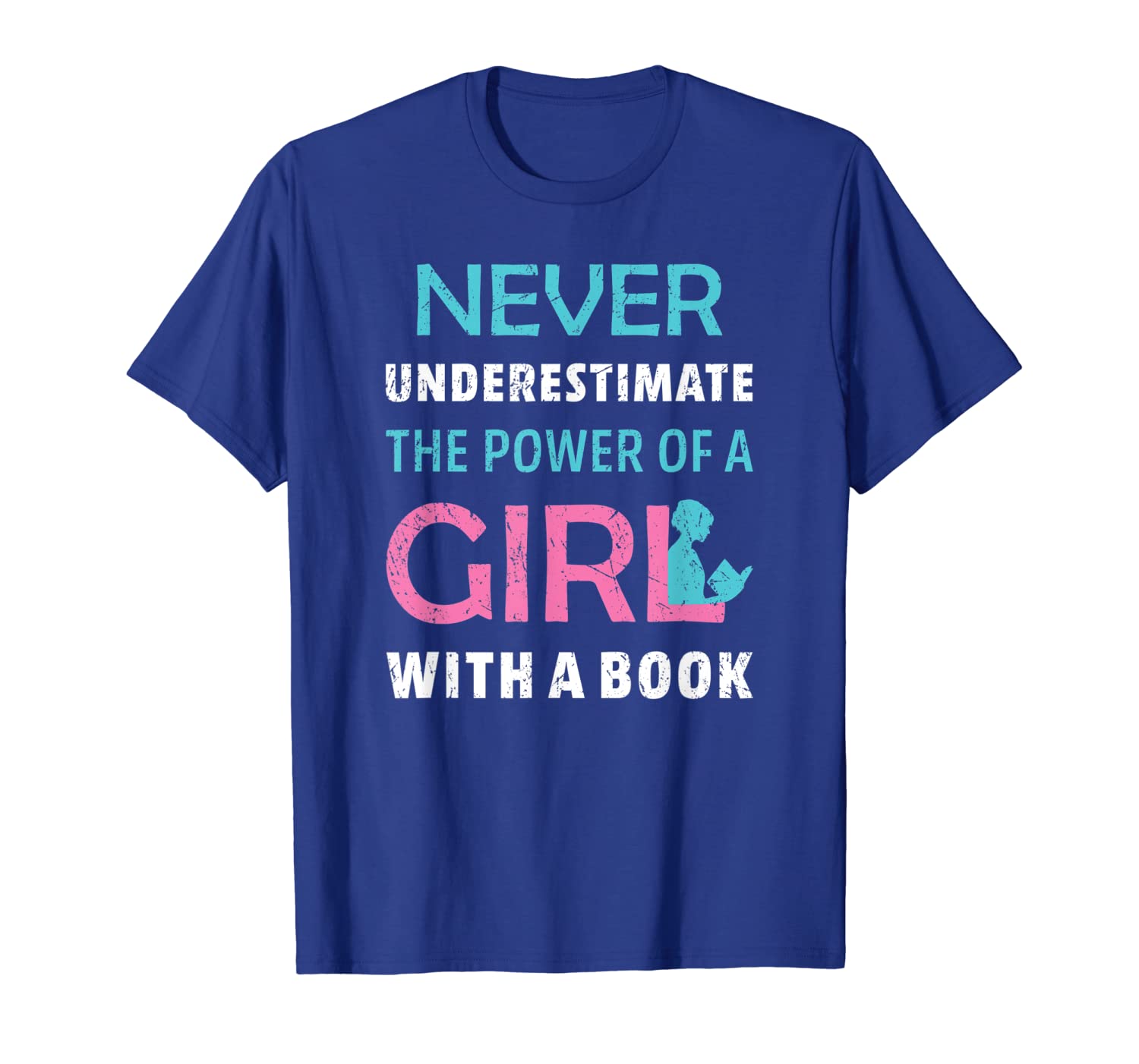 

never underestimate the power of a girl books reading shirt, White;black