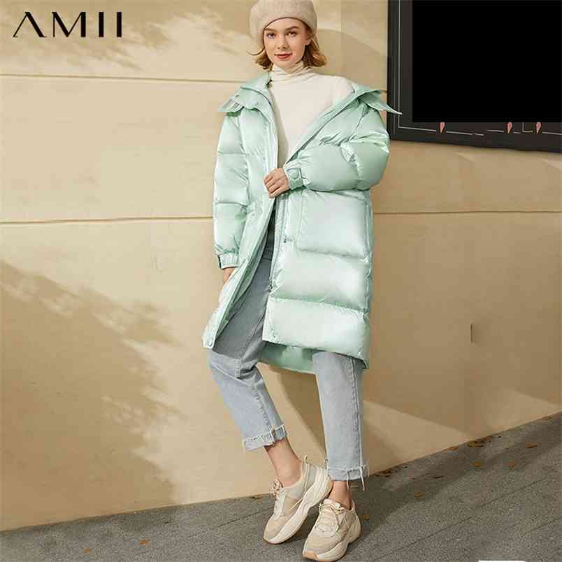

Minimalism Winter Coat Women Fashion 90%White Duck Down 's Jacket Causal Solid Hooded 12040619 210527, Light green