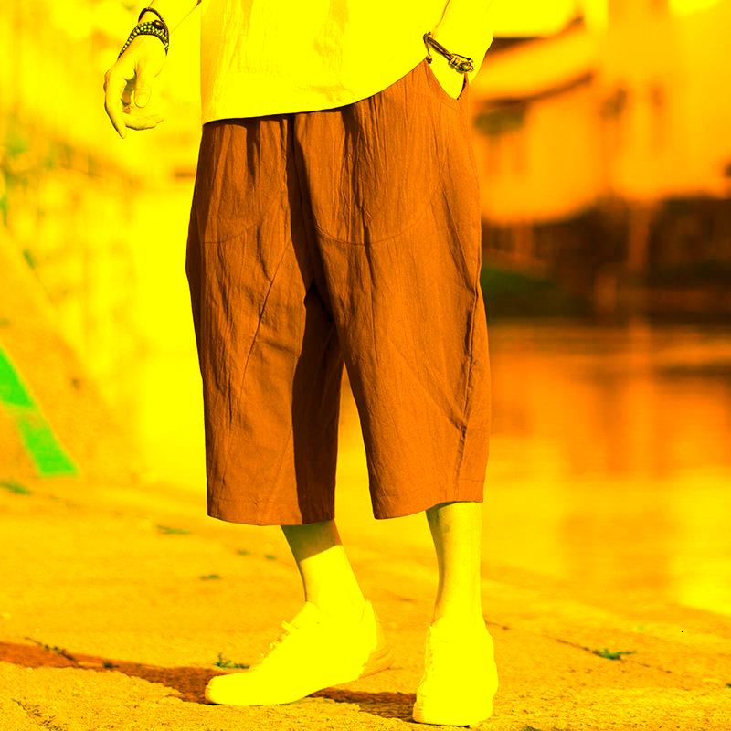 

Men's Pants MrGB Chinese Style Men Capris Cotton Linen Baggy Shorts Solid Color Wide Leg Trousers Vintage Fashion Clothing, Black