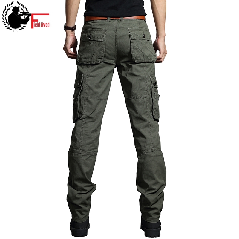 

Summer Cargo Pants Men Military Style Straight Fit Baggy Cargo Long Trousers Male Side Many Pocket Jogger Black Army Green Khaki 210518