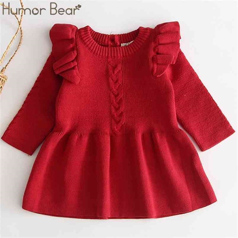 

Baby Winter Girl Dress Princess Christmas Sweater Long Sleeve Clothes Spring Autumn Infant es 210611, Orange