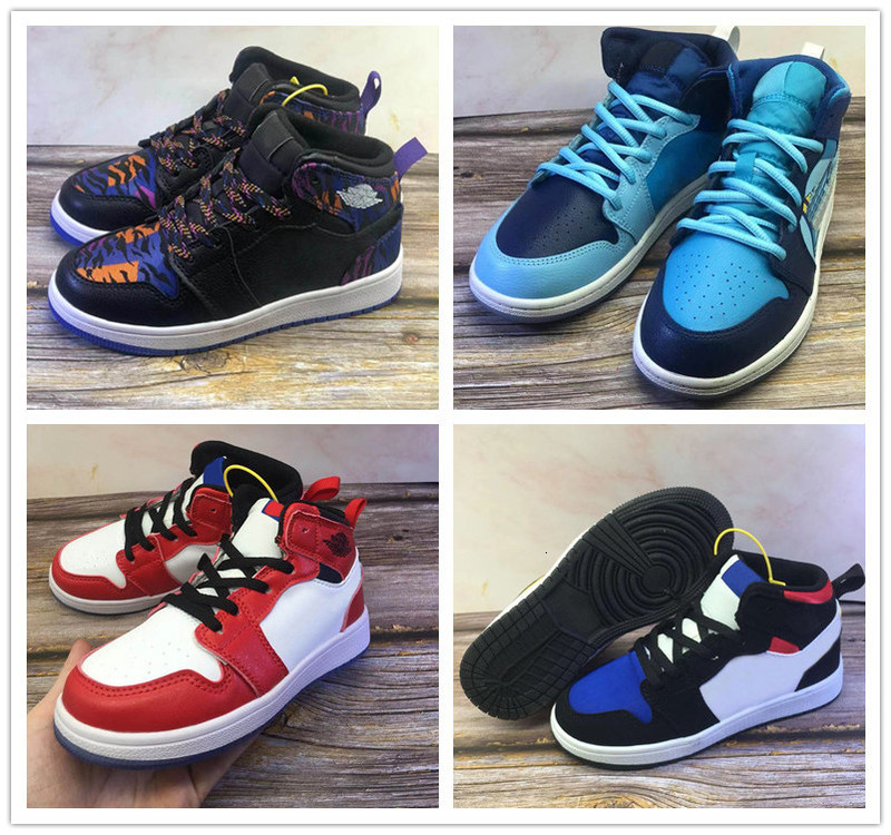 

1 Mid SE Field Purple Chicago Varsity Red Kid Basketball Shoes High 1s Mid GS Blue tiger print Children Girls Boys sneaker, Shipping link