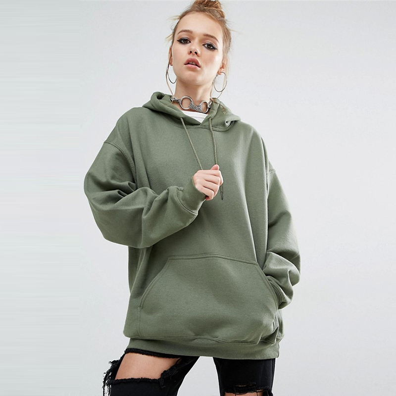

Paris Girl Solid Loose Oversize Hoodie Women Casual Batwing Sleeve Sweat Shirt Pullover Autumn Winter Hooded Sweatshirt 210524, Black