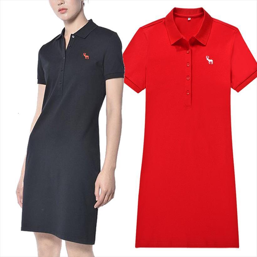 

polo dress 100% cotton women camis shirt casual classic color deer 3d large size, White