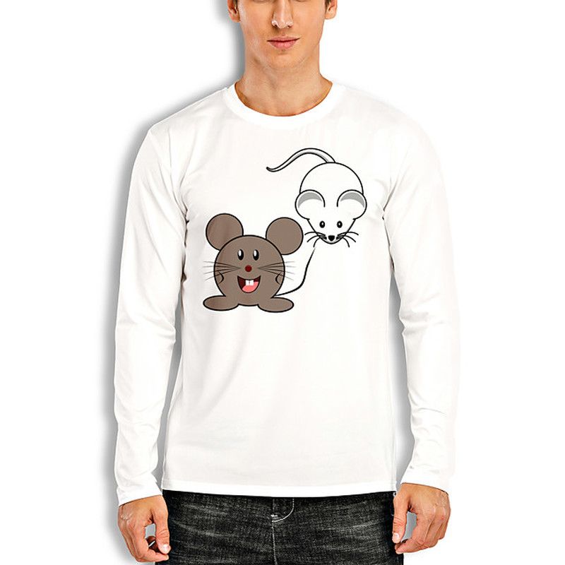 

Cat and mouse Mens 3D Print T-shirt Visual Impact Party Top Streetwear Round Neck High Quality Long Sleeves Graphic Optical Illusion Plus Si, White;black