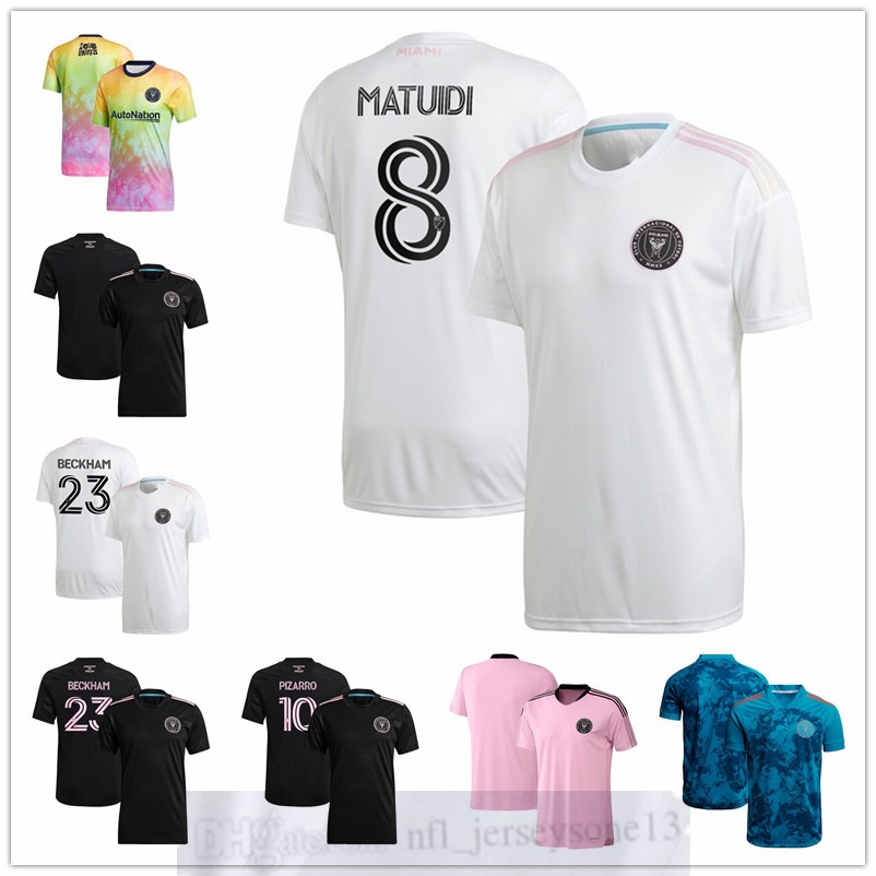 

Custom Inter Mens women youth Miami CF 23 David Beckham 10 Rodolfo Pizarro 8 Blaise Matuidi White 2020 Replica Primary Jersey