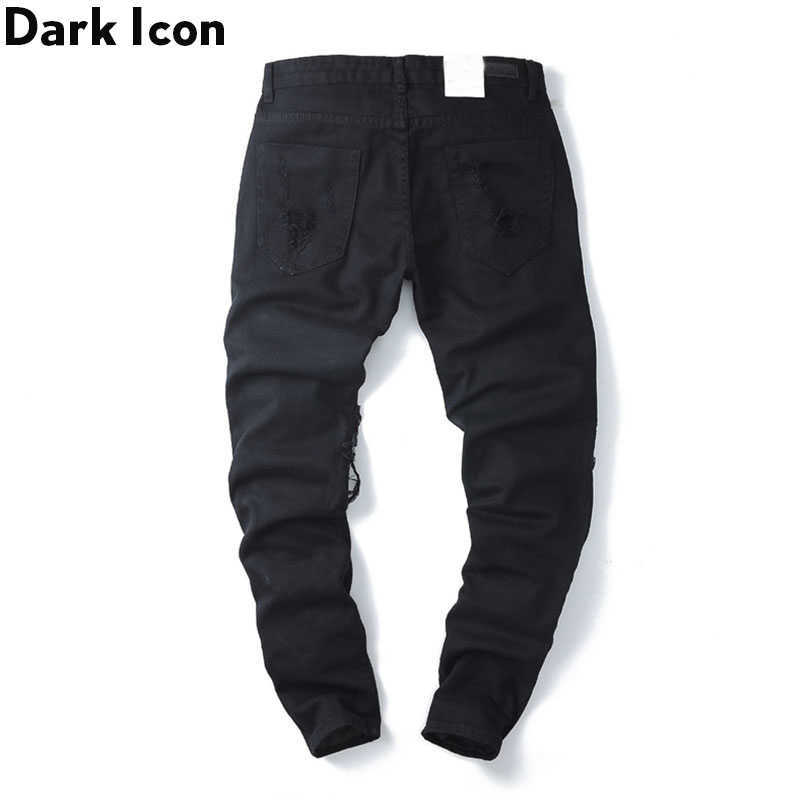 

Ripped Jeans Men Slim Fit Denim Pants Hip Hop Jean Pants Men's Trouseres Streetwear 210603, Black jeans