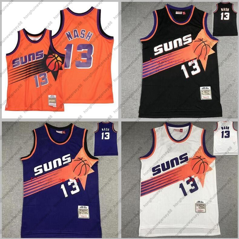 

Men S-2XL Basketball jerseys 13 Steve Nash retro 1996-97 orange Black white City jersey and short, As photo3