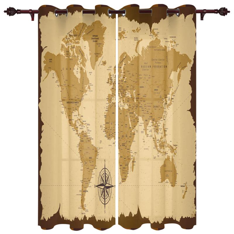 

Luxury Home Window Curtains Parchment Pattern Living Room Closet Kitchen Bedroom Exquisite Translucent Curtain & Drapes