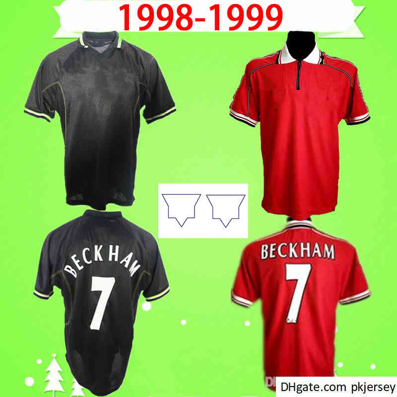 

1998 1999 Retro Soccer Jersey MAN UTD Vintage Classic Football Shirt Uniform 98 99 red black SOLSKJAER MANCHESTER BECKHAM SCHOLES GIGGS, Black;yellow