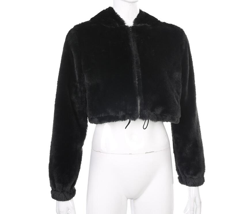 

Women's Hoodies & Sweatshirts Women Winter Autumn Black Fleece Warm Pullovers Zipper Long Sleeve Cropped Tops Female Casual Hoody Outwear