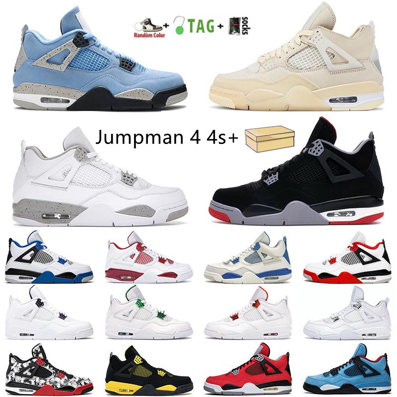 

With Box Jordan4 Basketball Shoes mens women 4s White Oreo University Blue Black Cat Military Pollen Hyper Royal Red Flint Obsidian men sports sneakers