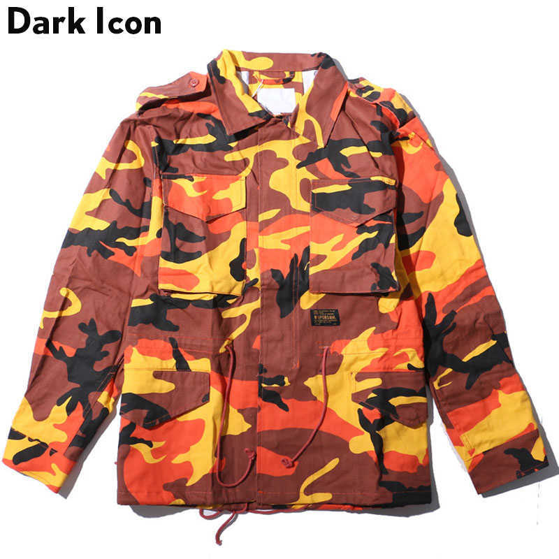 

Turn-down Collar Drawstring Waist Camouflage Jacket Men Autumn Multy Camo Men' Jackets 7 Colors 210603, Di7128ou pink