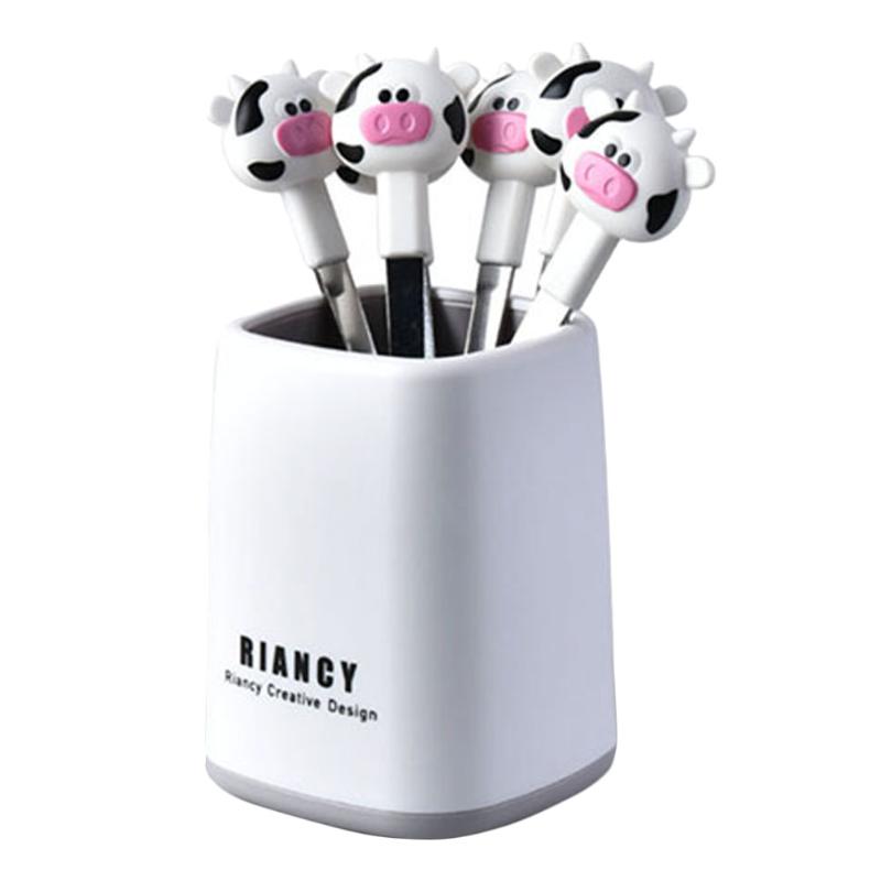 

Forks 1 Set Cartoon Stainless Steel Fruit Home With A Holder