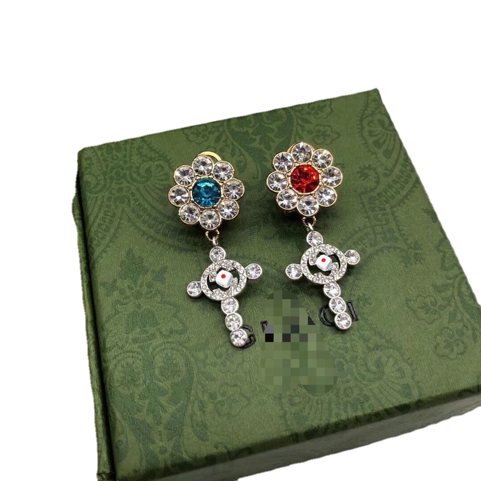 

Luxury Dangle & Chandelier Two letter g 21 new color diamond earrings, Silver