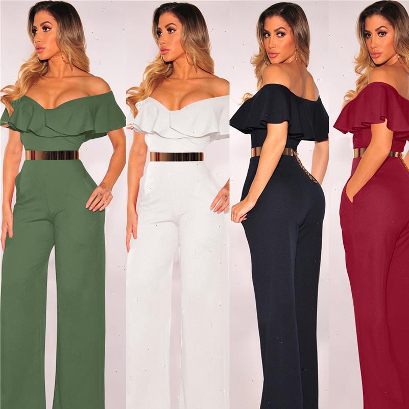 

womens jumpsuits summer off shoulder casual women jumpsuit beachwear layered ruffle high waist female overalls body mujer, Black;white