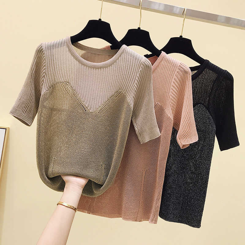 

Sexy O-Neck Lace Up Pullover And Sweater Knit Tops Fashion Summer Sweater Women Chic Slim Soft thin Jumper Pull Femme 210604, Khaki