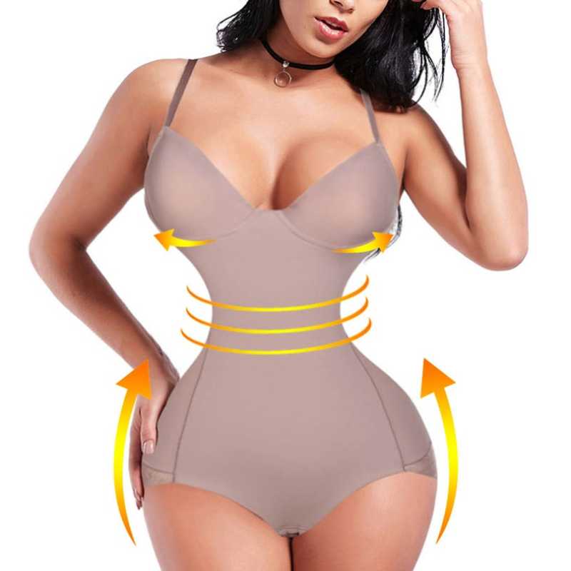 

Women' Shapers Women Waist Trainer Shapewear Slim Body Shaper Sexy Deep V Neck Thong Bodysuit Tummy Control Jumpsuit Tops, Black