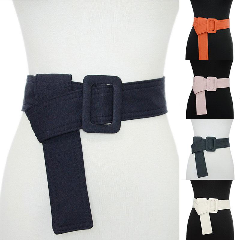 

Wide Canvas Belt Women Simple Fashion Rectangular Alloy Buckle Waist Belts For Elegant Coat Dress Decorative Waistband, Black;brown