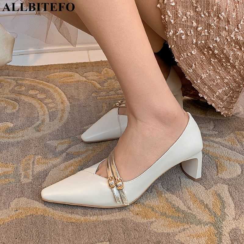 

ALLBITEFO full genuine leather sexy high heels party women shoes quality heel size:34-43 210611, As picture