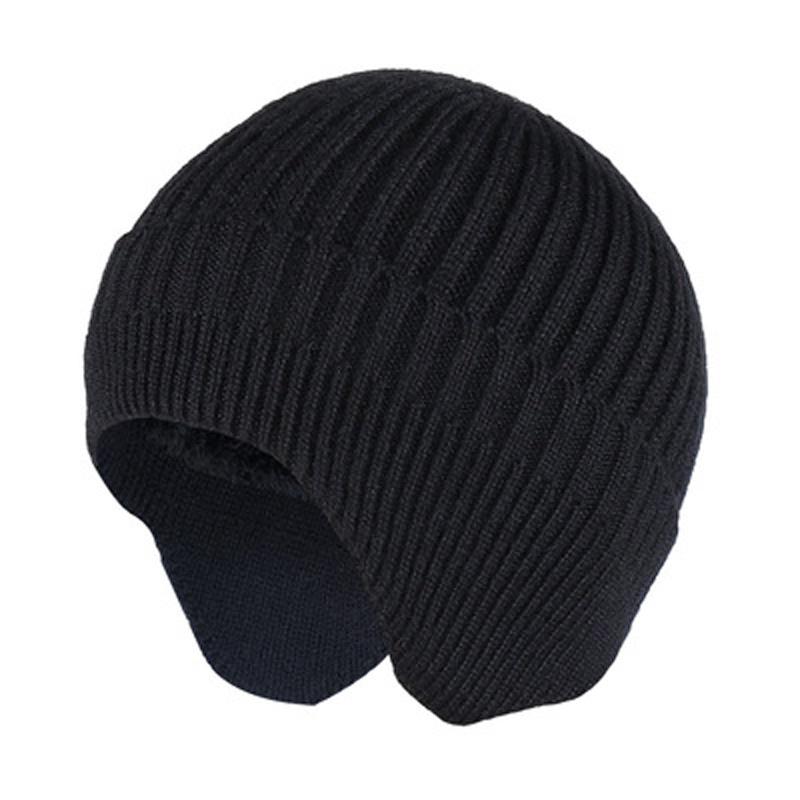 

Berets Winter Hats For Men Knitted Hat Women Skullies Male Gorra Unisex Warm Thick Soft Ear Flaps Fur Lined Bonnet Beanies Cap, Black