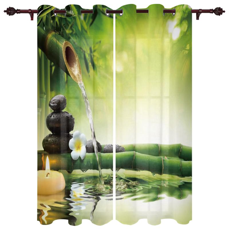 

Exquisite Home Luxury Curtains Bamboo Water Stones Living Room Dining Bedroom El Translucent Curtain & Drapes