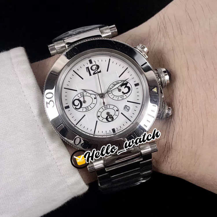 

watches men luxury brand 42mm De W31089M7 White Dial Quartz Chronograph Mens Watch Stopwatch Stainless Steel Bracelet HWCR discount, Original box