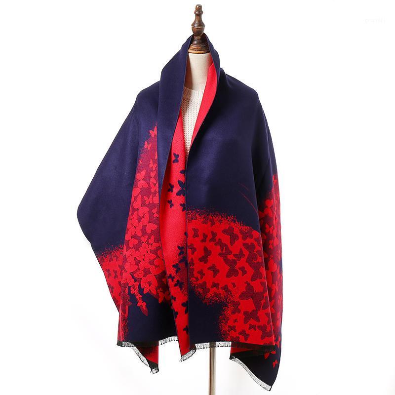 

Scarves 2021 Double Letters Cashmere Scarf Shawl Winter Women Printing Large Size Blanket Angle Of Bandana Ponchos, Blue;gray