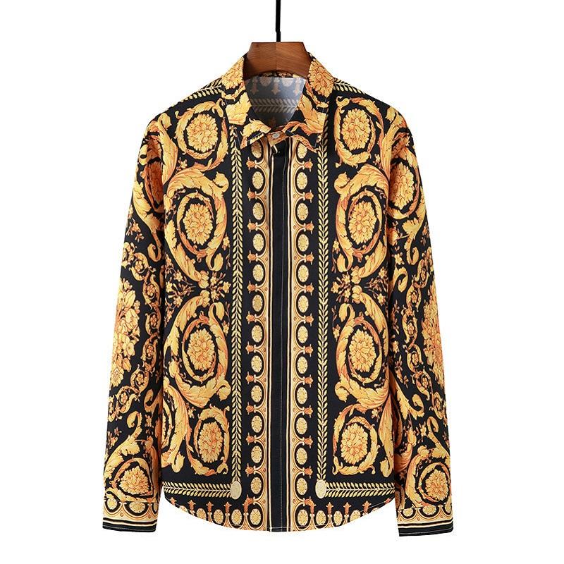 

Men' Casual Shirts Luxury Court Royal Shirt Men Brand Long Sleeve Dress Baroque Floral Print Fashion Party Formal Camisas Hombre, A style