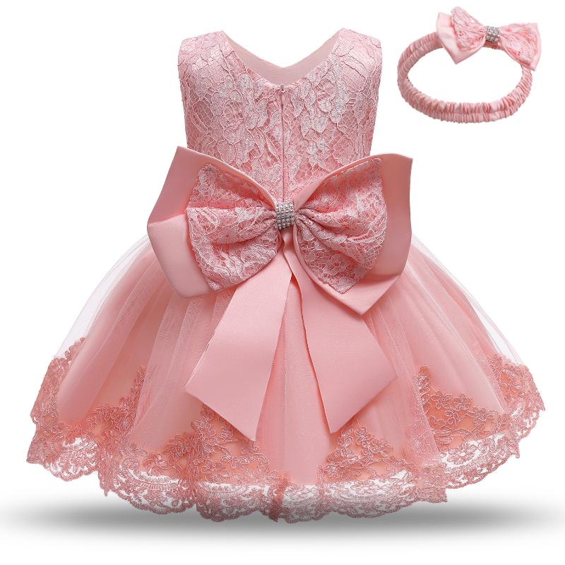 

Girl's Dresses Baby Girls Baptism Dress Princess 1st Birthday Party Wear Toddler Girl Lace Christening Gown Infant Tutu Clothes 12 24M, Pink 2