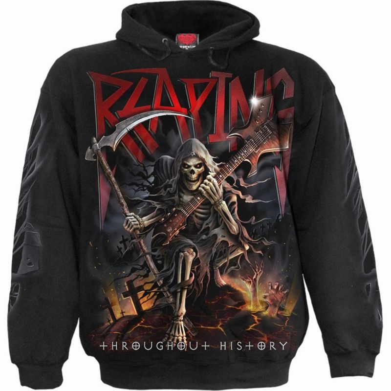 

Scythe skull pattern men's 3D printing hoodie visual impact party top punk gothic round neck high quality American sweatshirt hoodie, Black
