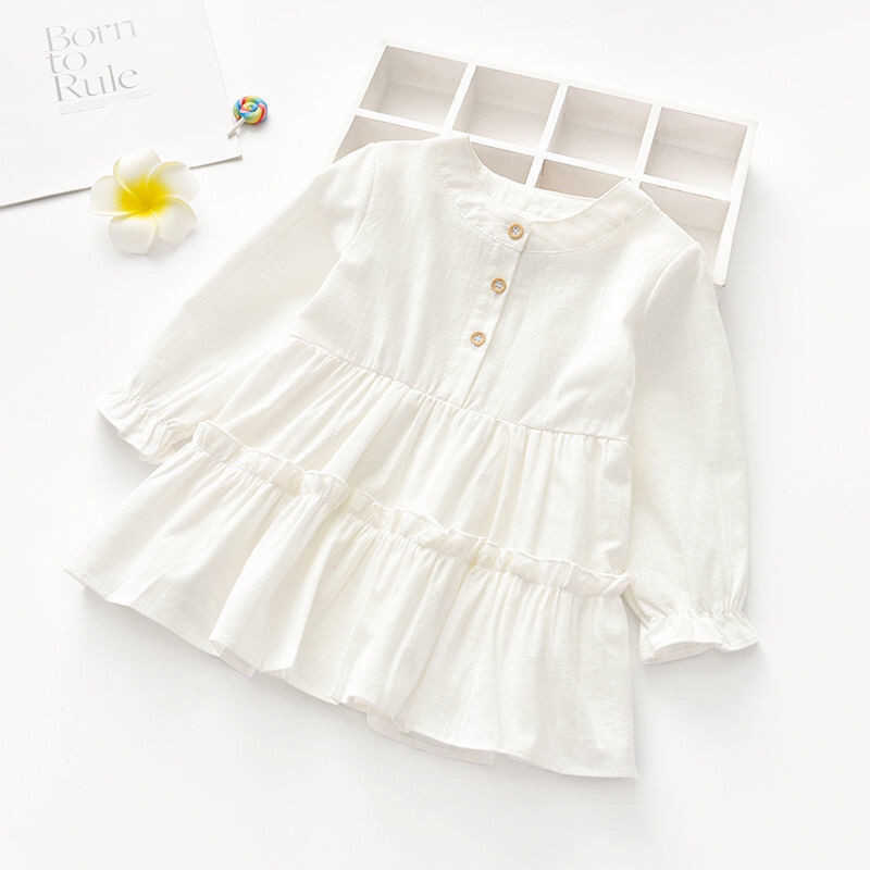 

2-7 Years High Quality Summer Girl Dress Floral Cotton Solid Draped Ruched Kid Children Clothing Princess Dresses 210615