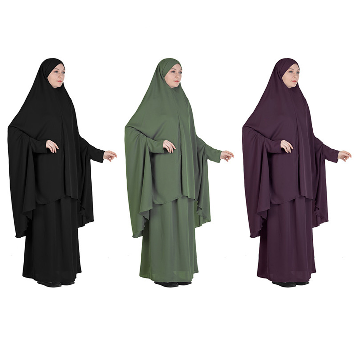 

Eid Muslim Women Prayer Garment DHijab Dress Set Turkey Abaya Long Khimar Skirt Jilbab Full Cover Ramadan Gown Islamic Niqab