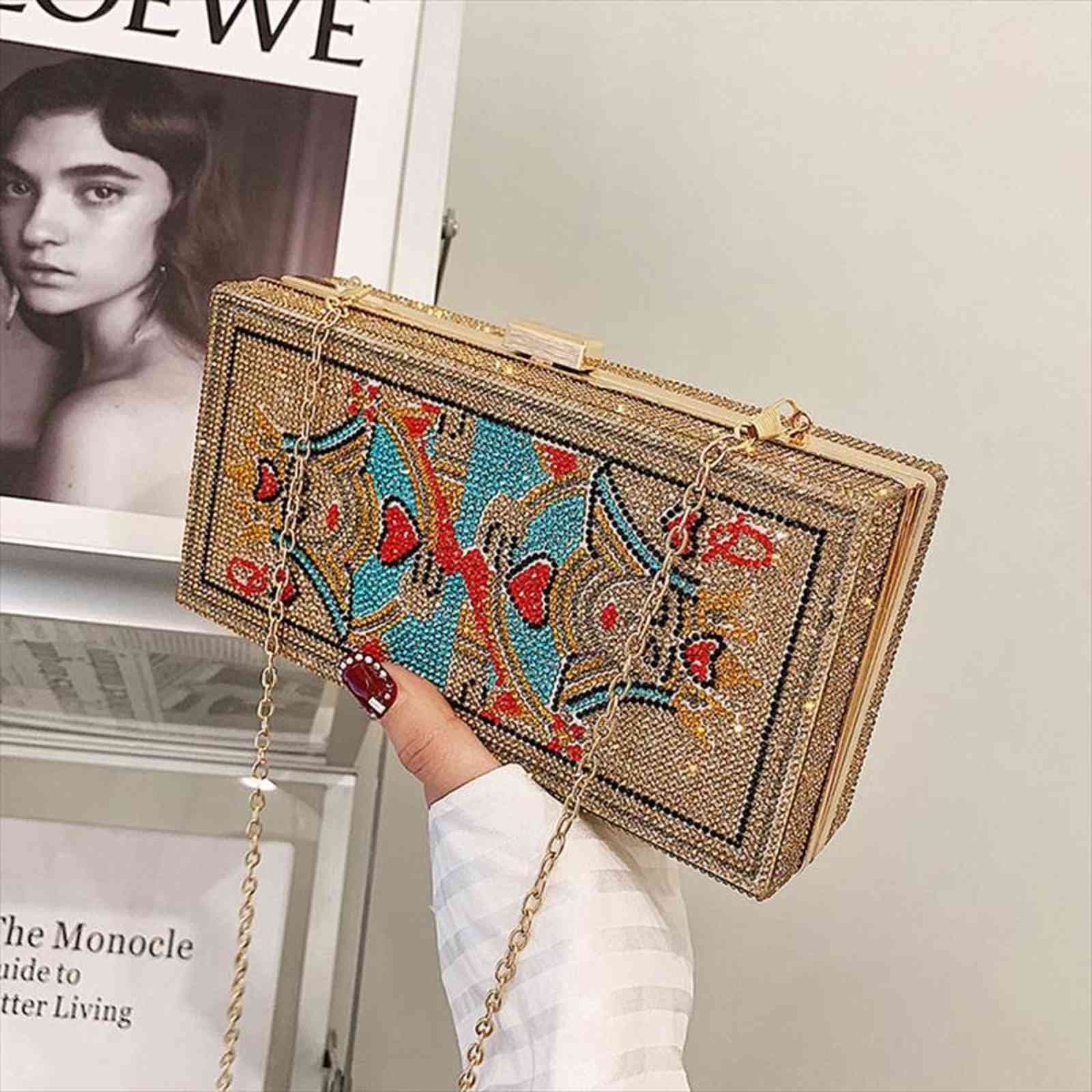 

diamond evening party purse crystal bags dollar small clutch womens designer chain shoulder handbags ftb329