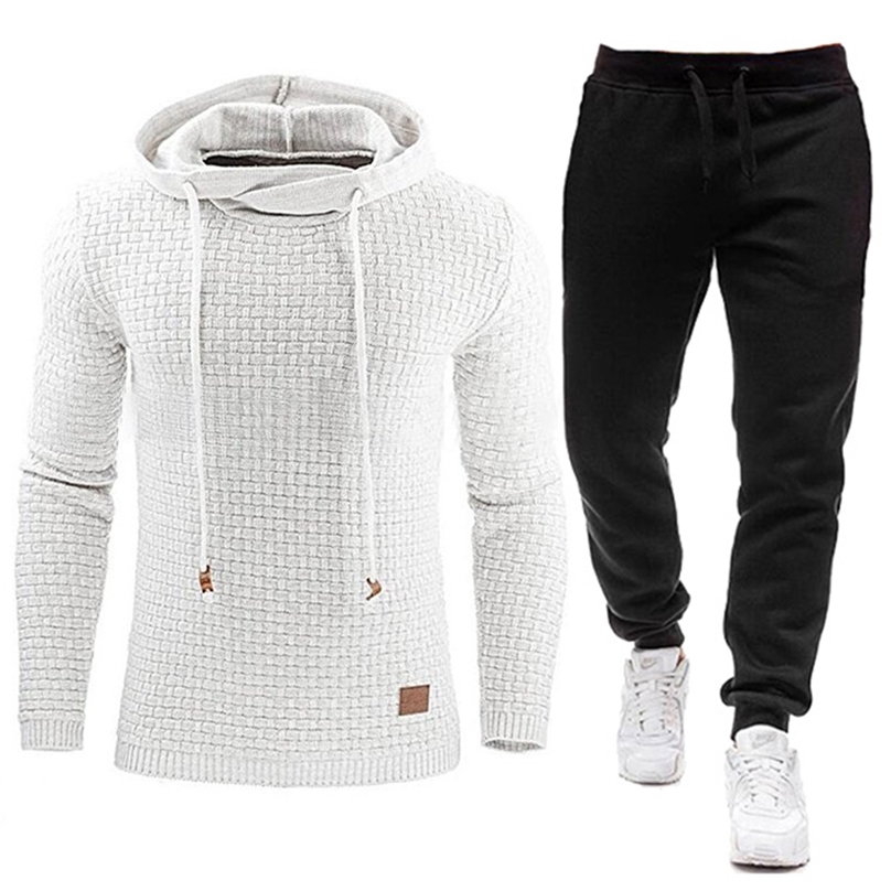 

Cotton Mens Hoodie Sweat Suit Casual Sportswear Tracksuit Men Brand Male Solid Hooded Sweatshirt+Pants Set S-5XL 211109, Em195blackonlypant