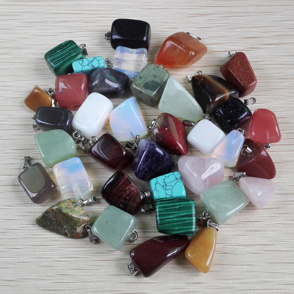 

irregular Natural Crystal Rose Quartz Tigers Eye Chakra Stone Charms Pendant For Diy Earrings Necklace Jewelry Making