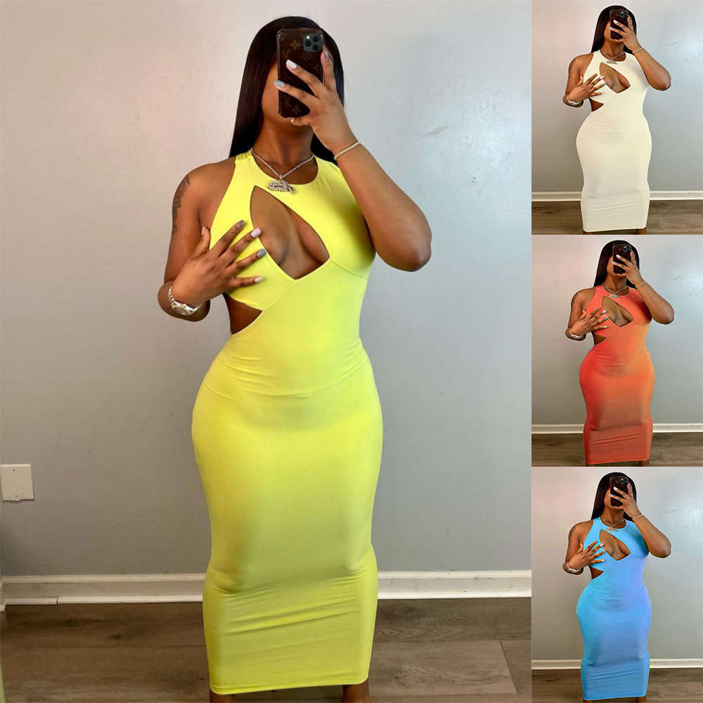 

Women's summer yellow sexy hollow out dress, Black;gray
