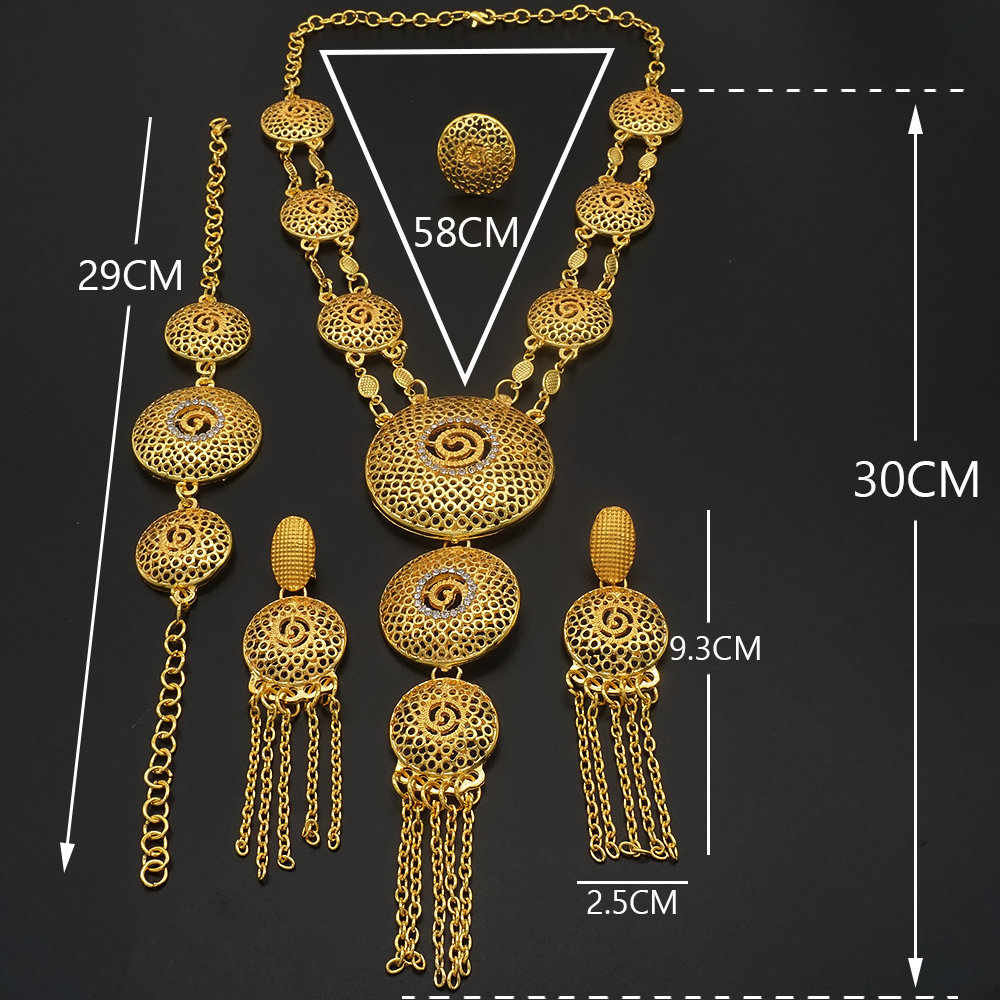 

Bridal Long tassel Necklace Sets For Women Jewelry sets Dubai Nigeria Crystal Wedding Jewelry Setss