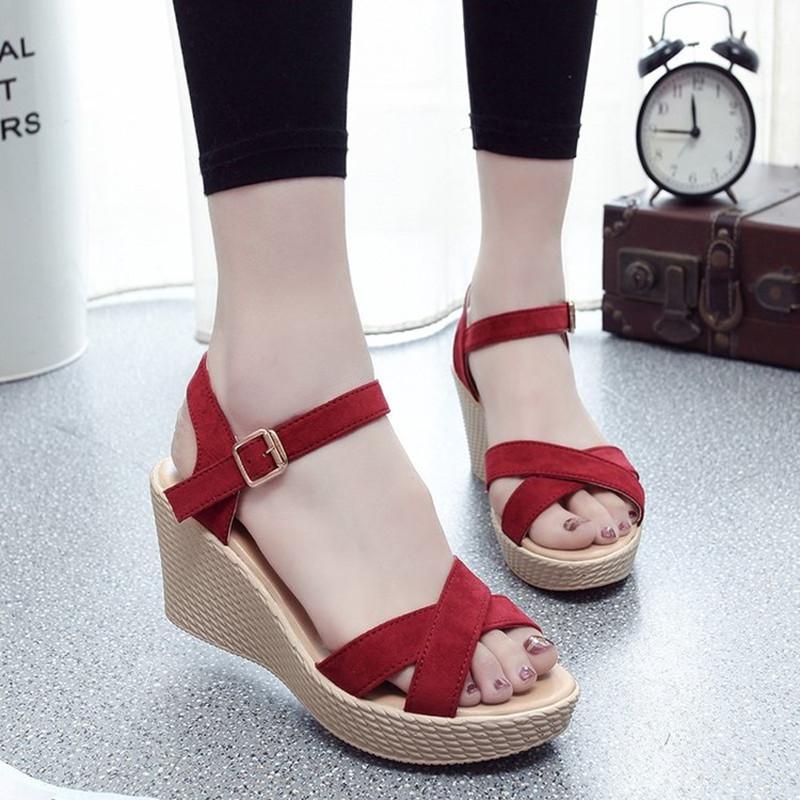 

Dress Shoes Women's Sandals 2021 Summer Fashion Platform Wedges Women Korean High-heeled Fish Mouth Thick Bottom, Beige