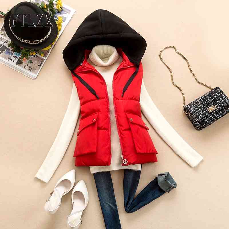

Women Puffer Padded Vest Autumn Winter Warm Thickening Sleeveless Jacket Female Hooded Coat Outwear Ladies Waistcoat 210602
